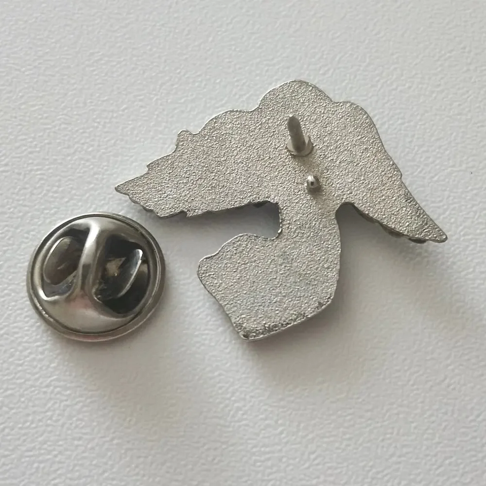 Vintage Silver Tone Guardian Angel Holding Star Religious Celestial Lapel Pin